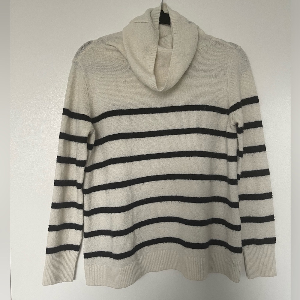 Old Navy Navy and White Striped Sweater Oversized Turtleneck